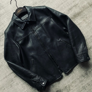 코치 블랙 그레인레더 카우하이드 가죽 자켓