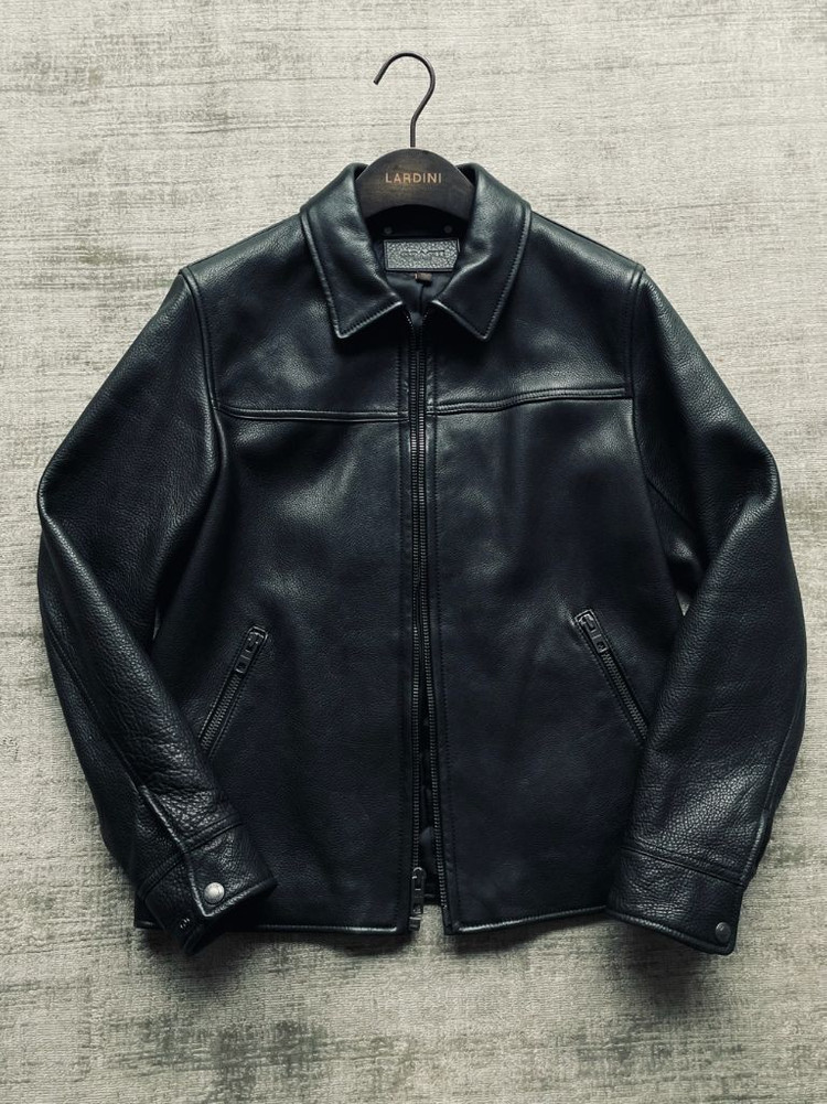 코치 블랙 그레인레더 카우하이드 가죽 자켓--1