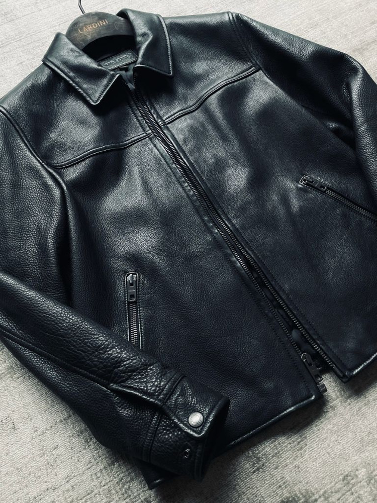 코치 블랙 그레인레더 카우하이드 가죽 자켓--3