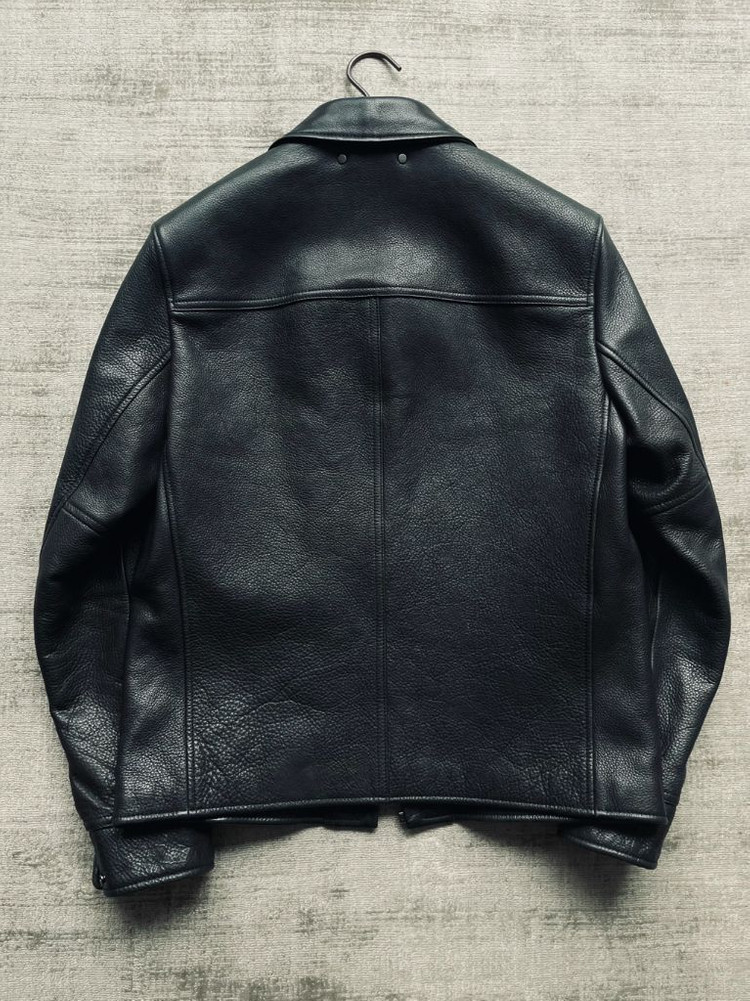 코치 블랙 그레인레더 카우하이드 가죽 자켓--4