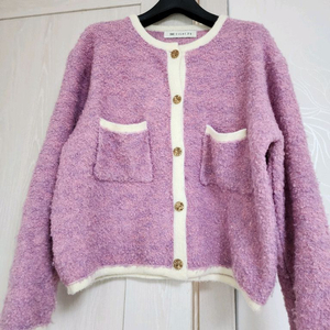 퍼플 트위드 가디건