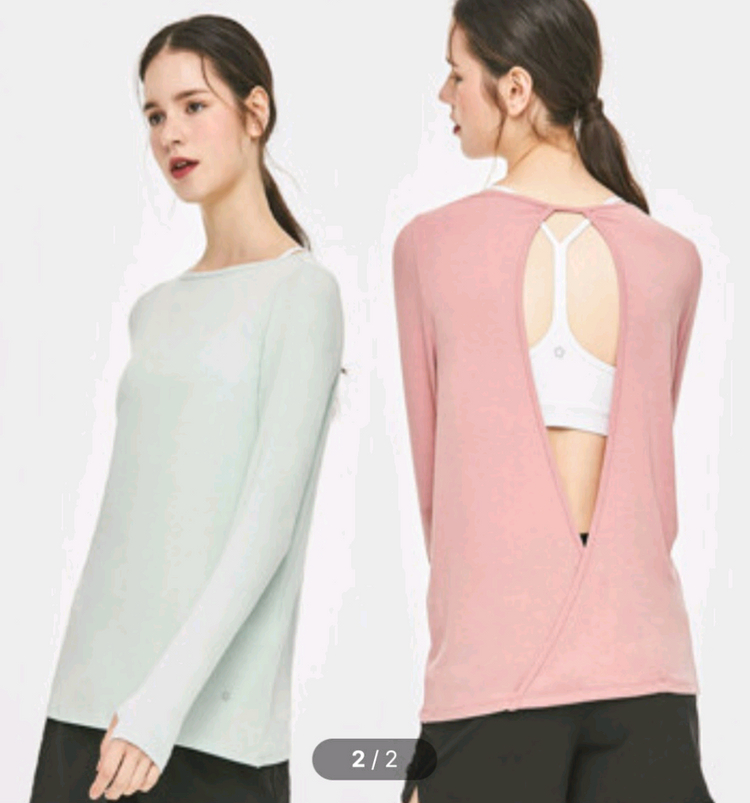 뮬라웨어 뒤트임 긴팔 상의 여성용 요가 상의 롱 슬리브 운동복--1