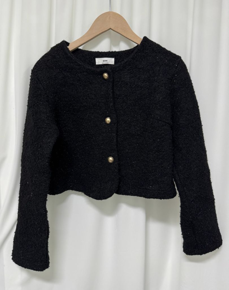 블랙 트위드 크롭 자켓 이미지