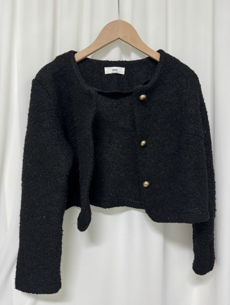 블랙 트위드 크롭 자켓 이미지