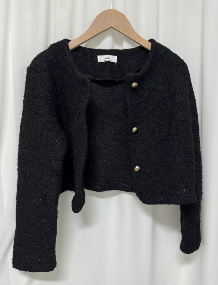 블랙 트위드 크롭 자켓 이미지