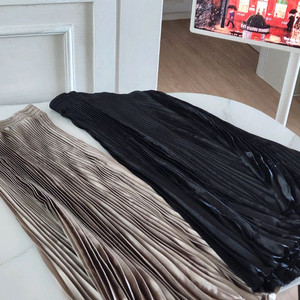 샤이니 메탈 플리츠 스커트 주름 롱치마