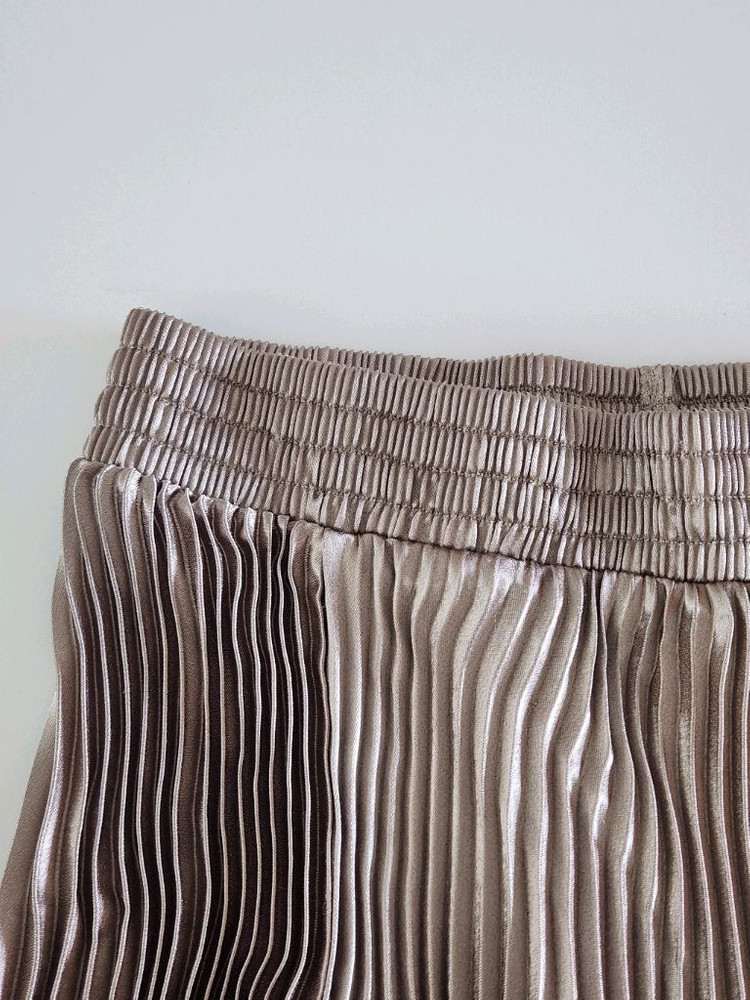 샤이니 메탈 플리츠 스커트 주름 롱치마--3