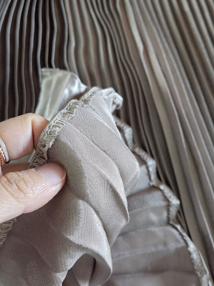 샤이니 메탈 플리츠 스커트 주름 롱치마--4