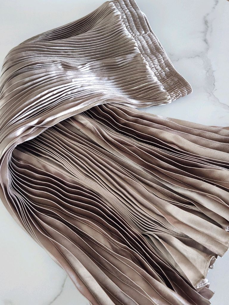 샤이니 메탈 플리츠 스커트 주름 롱치마--6