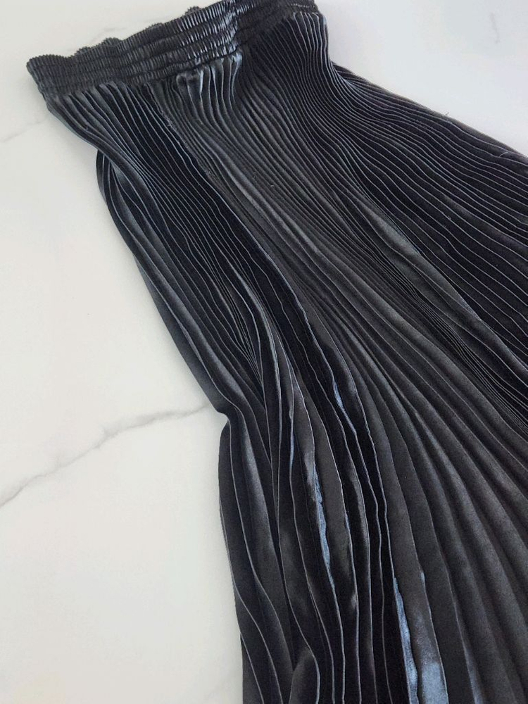 샤이니 메탈 플리츠 스커트 주름 롱치마--7