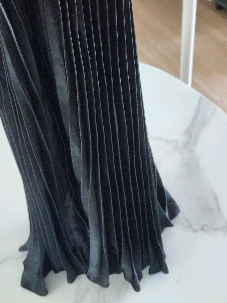 샤이니 메탈 플리츠 스커트 주름 롱치마--8