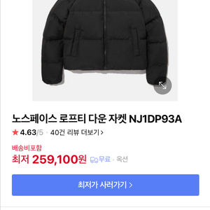 노스페이스 로프티 다운 자켓 NJ1DP93A