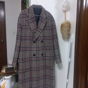 105,B.L.U 체크 더블 코트,롱코트,모직코트 이미지