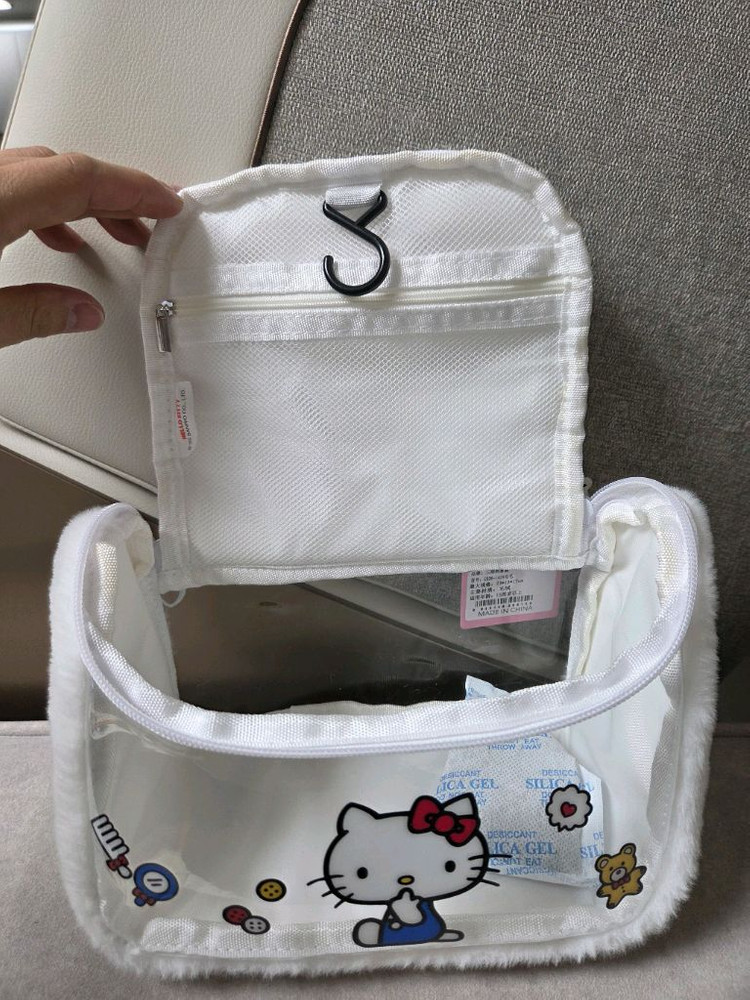 헬로키티 투명 털 파우치, 키티 가방 이미지