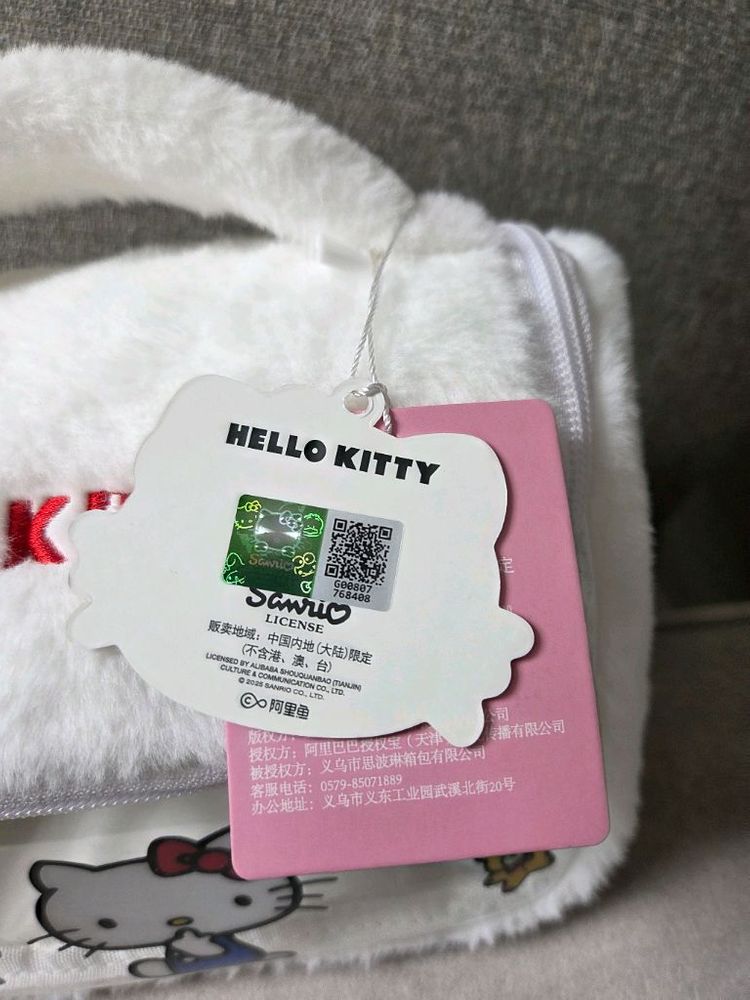 헬로키티 투명 털 파우치, 키티 가방 이미지