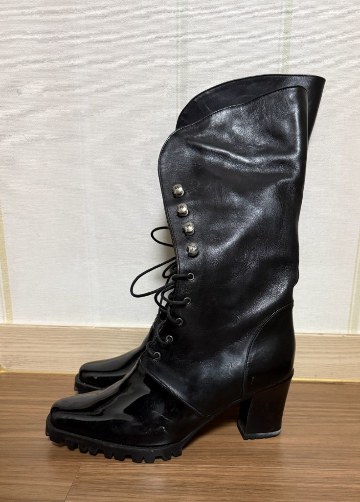 블랙 레이스업 앵클 부츠(230mm)--1