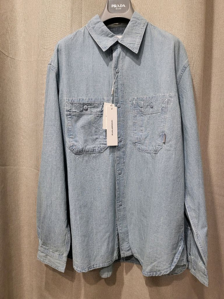 택포 새상품#주우재 에스피오나지 샴브레이 라이트 블루 청 셔츠 데님 남방 ESPIONAGE 무신사 M L XL 이미지