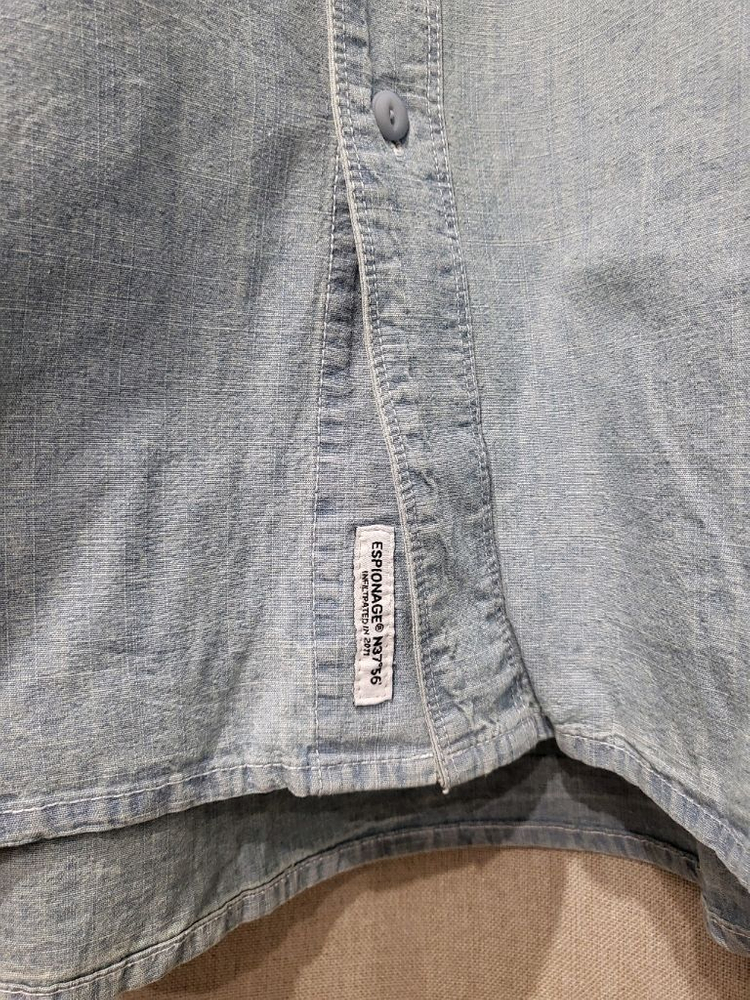 택포 새상품#주우재 에스피오나지 샴브레이 라이트 블루 청 셔츠 데님 남방 ESPIONAGE 무신사 M L XL 이미지