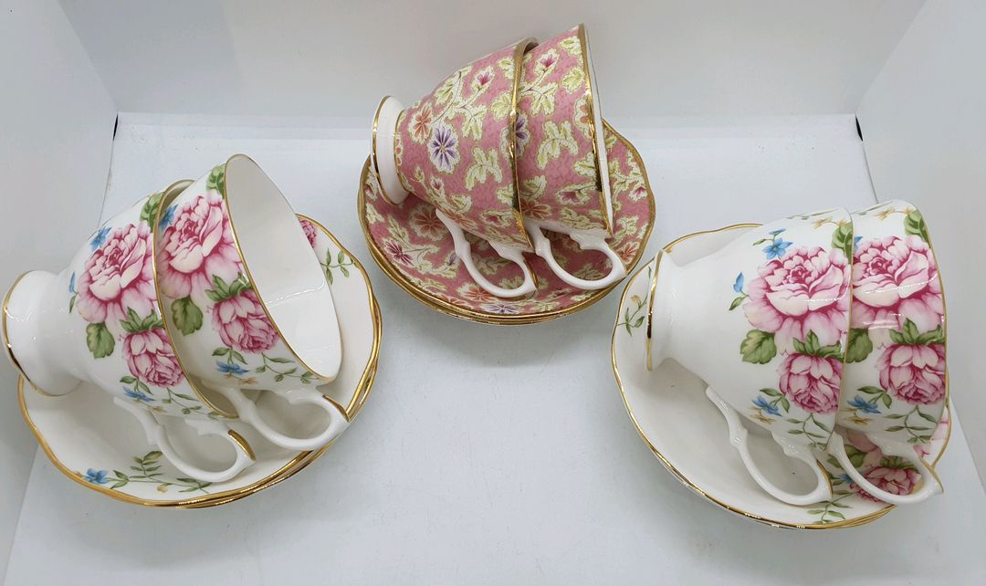 로얄알버트 아메리칸뷰티.플로라스커피잔(미사용)1조값--5