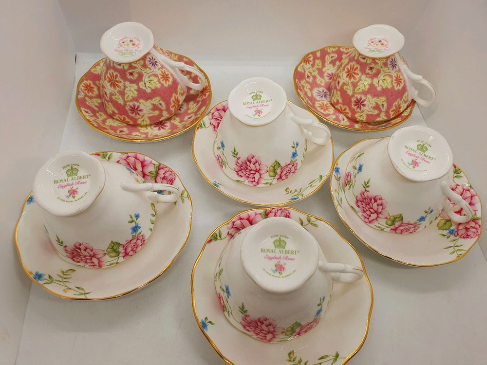 로얄알버트 아메리칸뷰티.플로라스커피잔(미사용)1조값--7