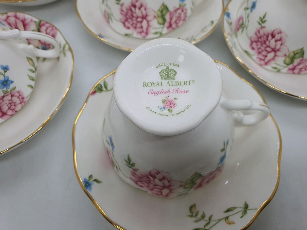 로얄알버트 아메리칸뷰티.플로라스커피잔(미사용)1조값--9