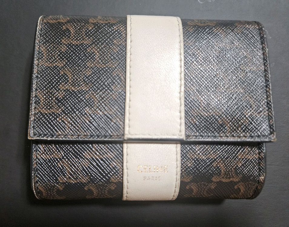 셀린느 트리옹프 캔버스 여성 3단 반지갑--1