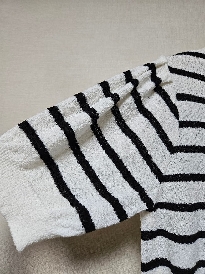 에고이스트 부클 자카드 볼륨 반팔 풀오버 55사이즈 EGOIST--5