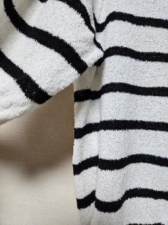 에고이스트 부클 자카드 볼륨 반팔 풀오버 55사이즈 EGOIST--6