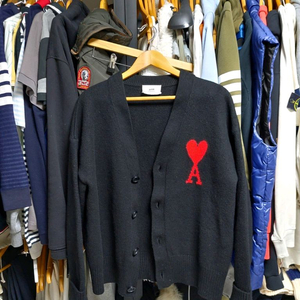 아미 빅 하트 로고 블랙 울 가디건 L 실측m 이미지