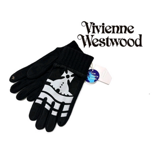 비비안 웨스트우드 스웨이드 니트 콤비 남성용 장갑 / 블랙 (새상품)