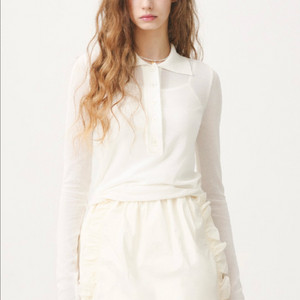 에브모우 쉬어 롱슬리브 폴로 니트 아이보리 새상품