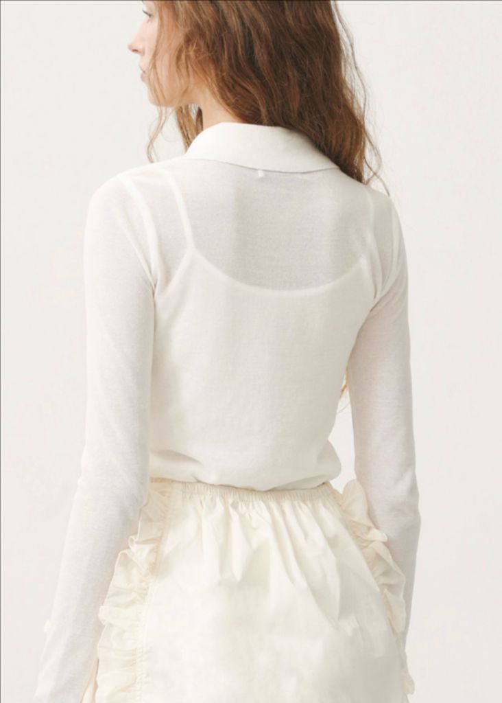 에브모우 쉬어 롱슬리브 폴로 니트 아이보리 새상품--1