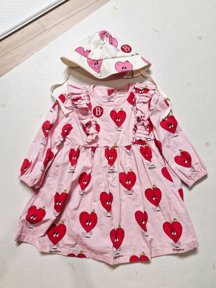 베베드피노 하트원피스100 /모자 세트--0