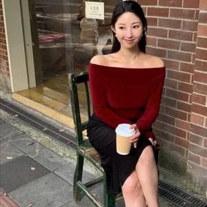 새상품) 쇼팜 프리다 탑 버건디 박선우 연말파티룩 이미지