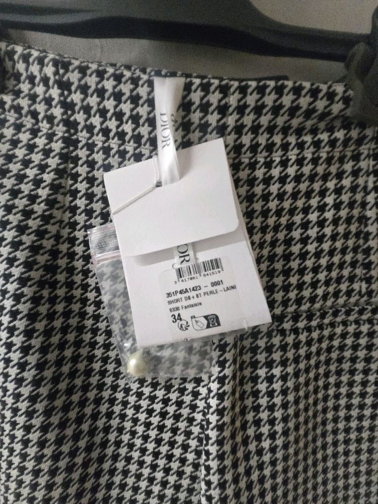 디올 하운드투스 체크 미니스커트 바지 34--6