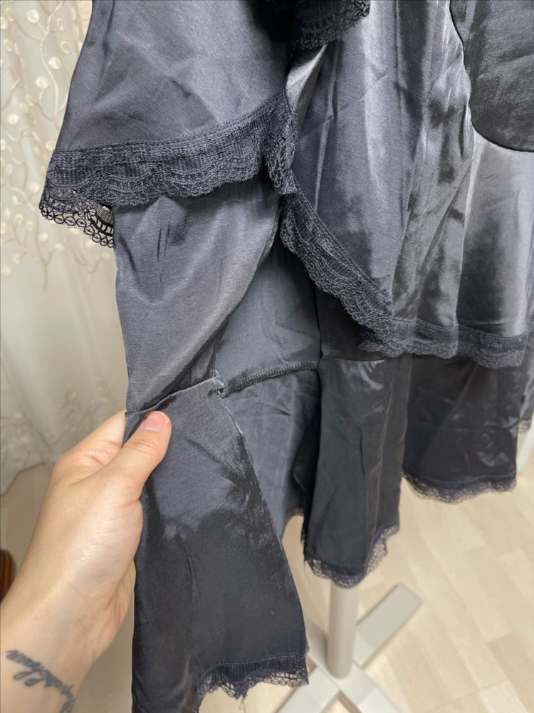블랙 레이스 란제리 슬립 원피스 이미지