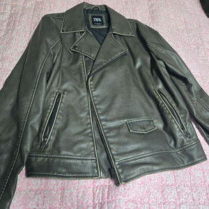 자라 브라운 레더 라이더 자켓 105 미착용 이미지