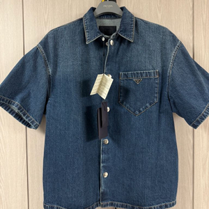 프라다 남성 반팔 데님 셔츠 새상품