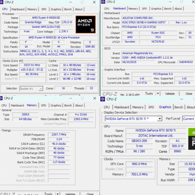 [하이엔드/풀셋] 9950X3D+ 64GB RAM + RTX 5070 Ti 리안리 무선 풀 셋팅 본체 판매합니다 이미지