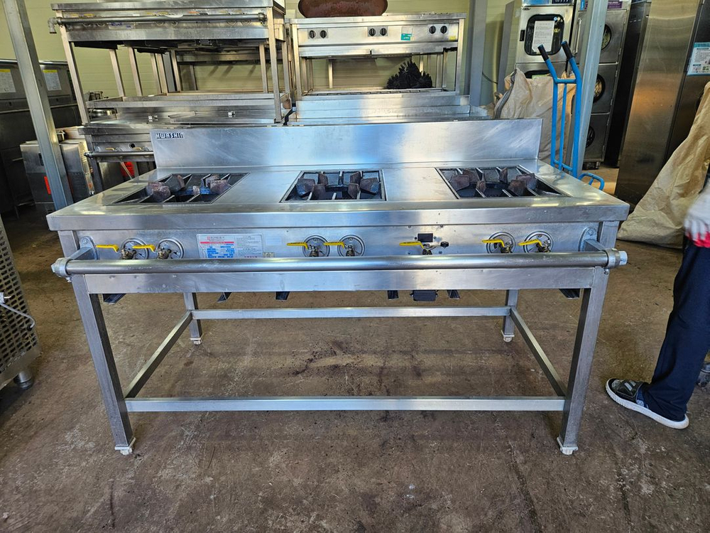 업소용 3구 가스레인지 간택기 화구 버너 가스 전판 철판 그리들 부침기--0