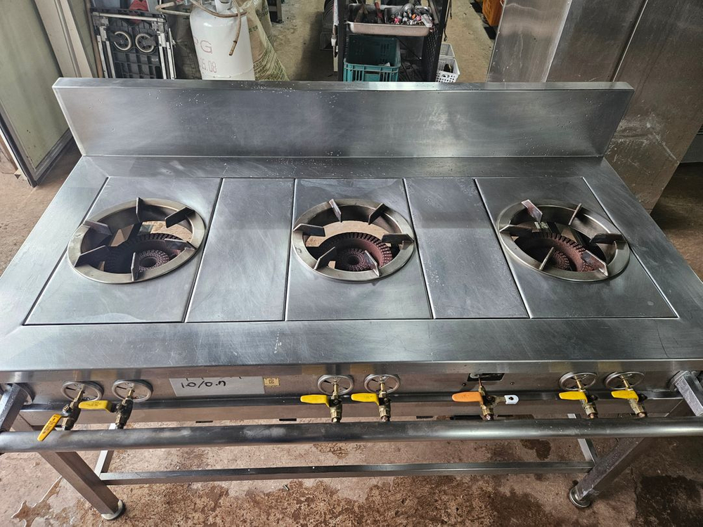 업소용 3구 가스레인지 간택기 화구 버너 가스 전판 철판 그리들 부침기--2