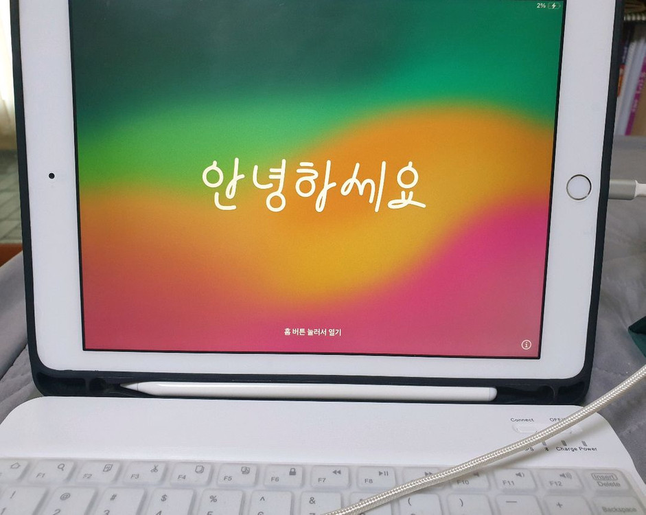 아이패드 6세대 128GB + 짭플펜슬 + 키보드 케이스 + 파우치 + 강화유리 필름 + 충전기--1