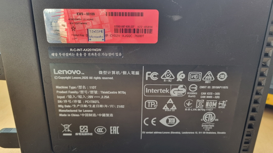 레노바 미니PC lenvo 11DT i5-10400T DDR4 8GB SSD 250GB 속도 아주 빨라요--2