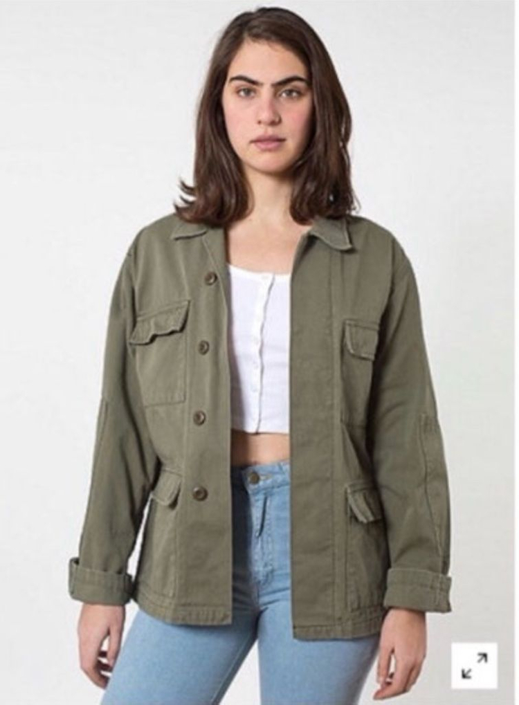 아메리칸어패럴 유니섹스 코튼 트윌 밀리터리 재킷 - 카키 / XS--0