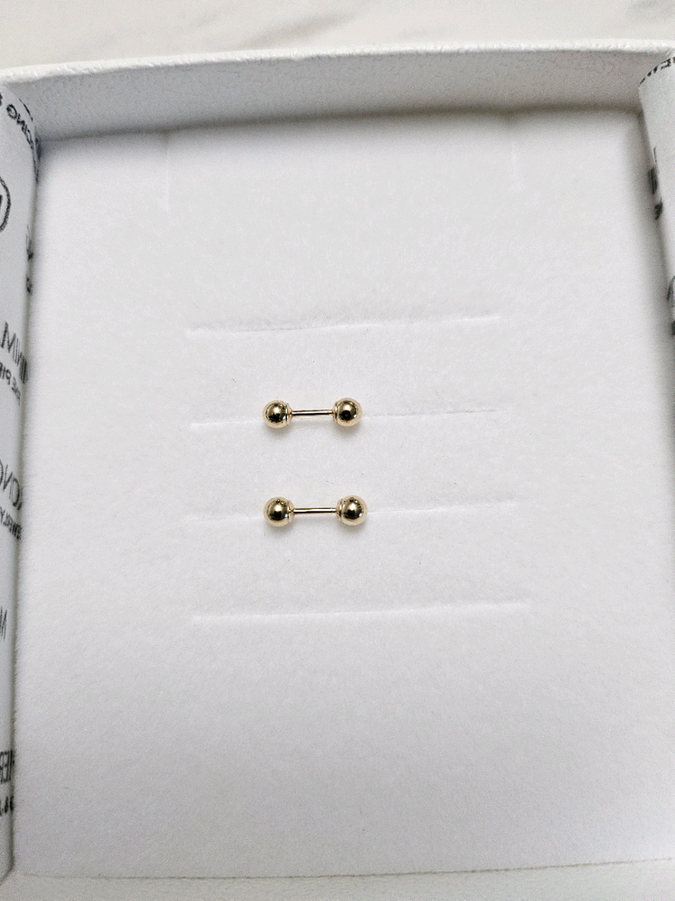 14k 골드 볼 피어싱 1쌍 (새제품)--1