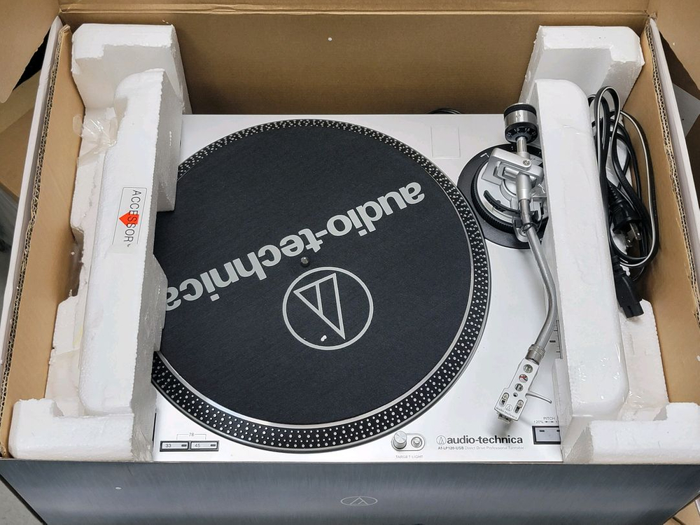 오디오테크니카 AT-LP120-USB 턴테이블 슈어 M44-7(고장) 반덴헐 CS-122 Hybrid 3M 케이블--4