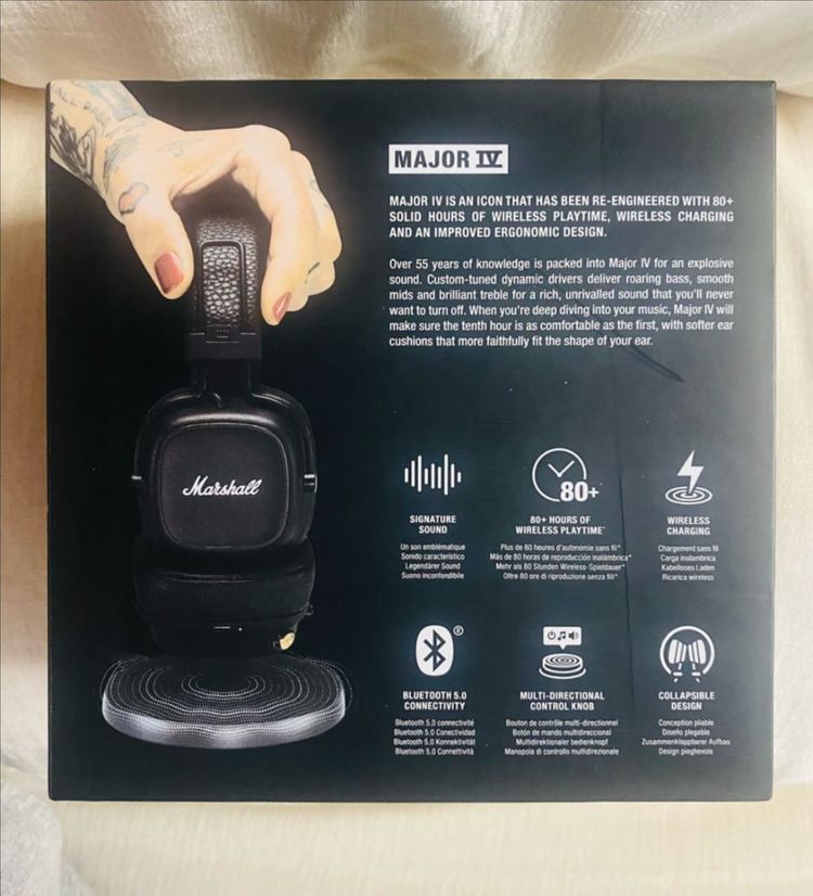 (미개봉새상품) 마샬 Major IV 블루투스 헤드폰 정품 블랙 메이저--7