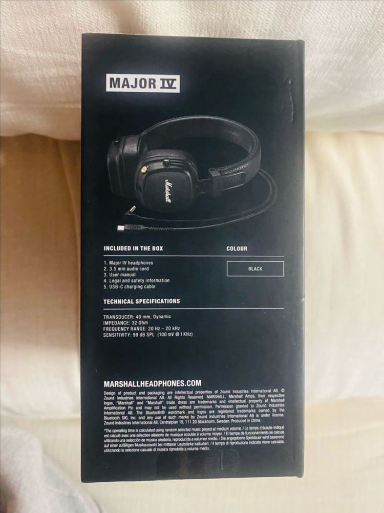 (미개봉새상품) 마샬 Major IV 블루투스 헤드폰 정품 블랙 메이저--8