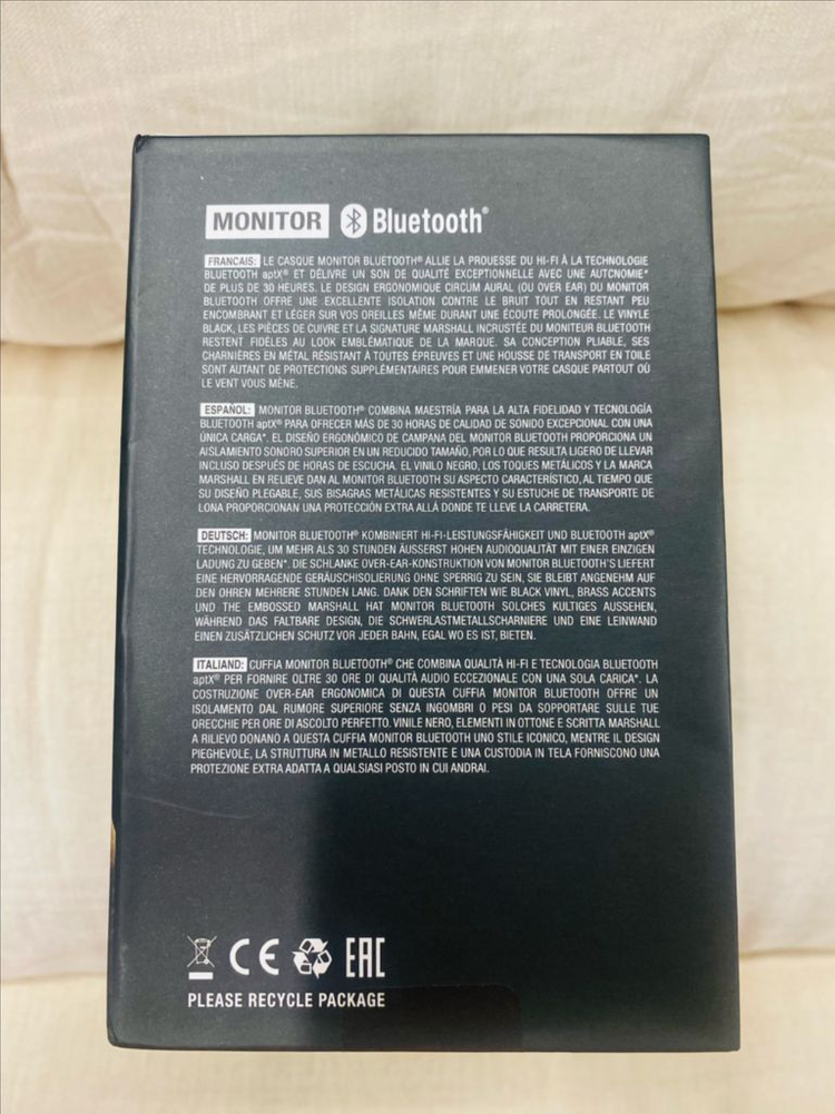 (미개봉 새상품) 마샬 MONITOR 블루투스 헤드폰 블랙 정품--5