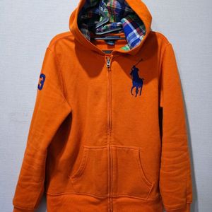 폴로 POLO 빅포니 주황 체크 후드집업 90/S 이미지